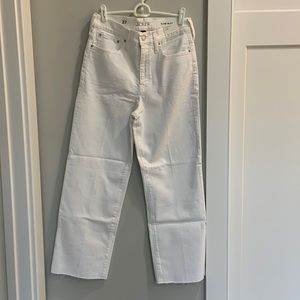 JCrew NEW Slim Wide Leg Jean - White, rough leg opening. 25.5 inch inseam.